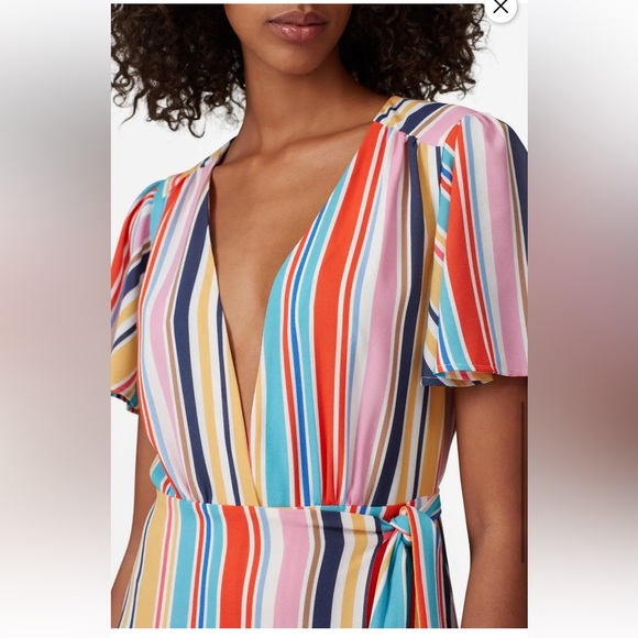 Louna Wrap Dress Striped Size Medium Low Cut SO CUTE New Without Tags Maxi Flowy - Picture 4 of 9